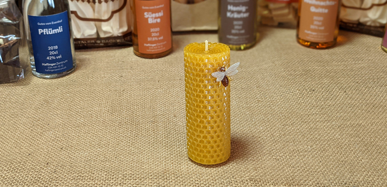 handgedrehte Bienenwachskerze, ca. 10cm